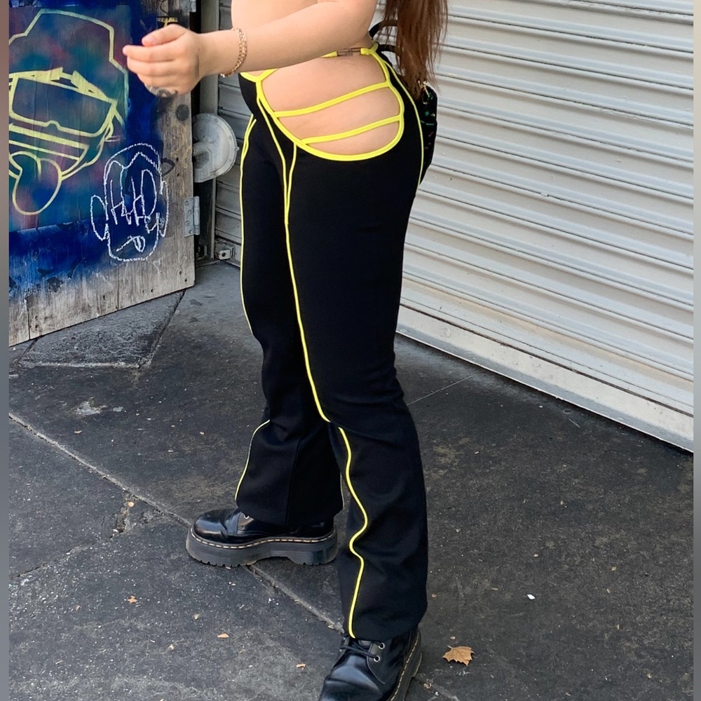 I AM GIA Lime & Black Cutout Trousers